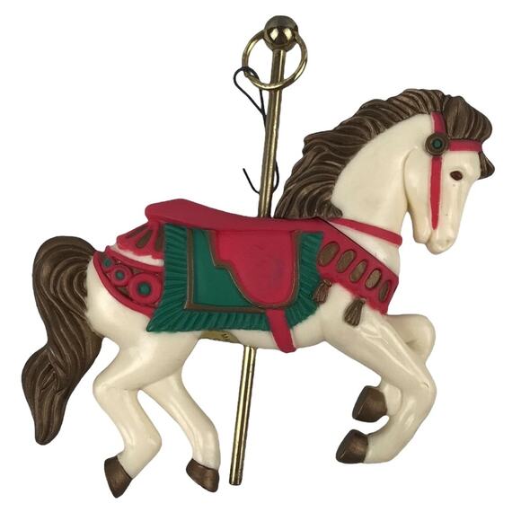 Vintage American Greetings 4'' Carousel Horse Christmas Tree Ornament AX-1035 - Picture 2 of 8
